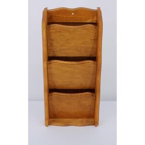 Kamenstein Wall Rack 3 Tier Wooden Mail Organizer Medium Brown Country Decor VTG